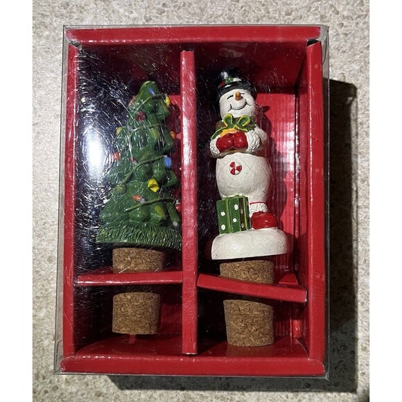 Brighten The Season Other - Vintage 2006 Brighten the Season Resin Bottle Stopper Set Christmas Tree Snowman